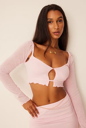 Baby Pink Haut à manches longues découpé