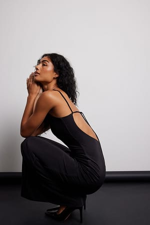 Black Maxi robe dos plongeant