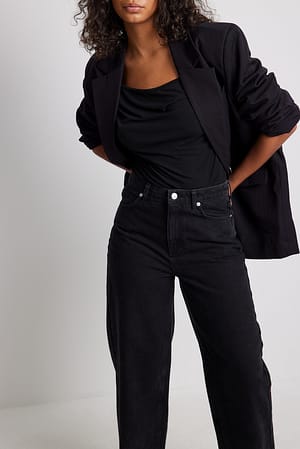 Black Body froncé à décolleté profond au dos