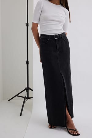 Dark Grey Jupe longue ample en jean