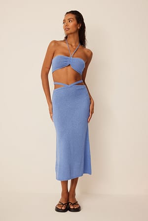Blue Jupe en maille