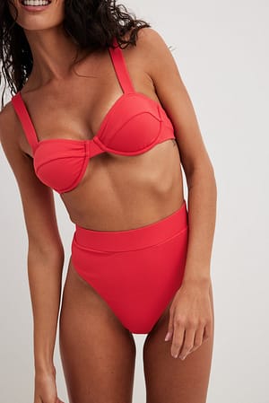 Red Culotte de bikini taille haute à pois