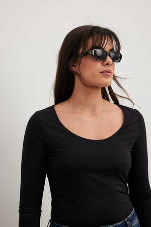 Black Top manches longues sans couture