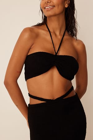 Black Haut en maille à cordon de serrage