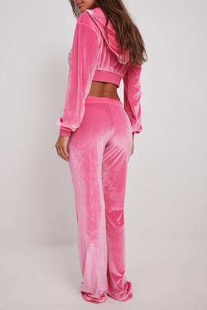 Pink Pantalon en velours à cordon coulissant