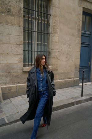 Black Trench en faux cuir