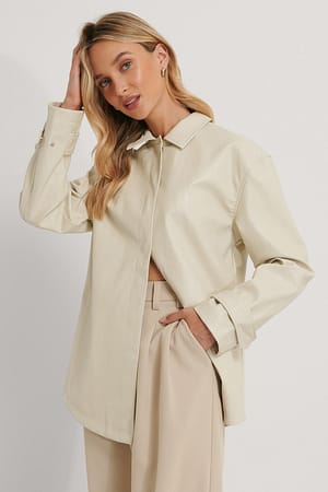 Cream Emma Ellingsen x NA-KD Veste Faux Cuir