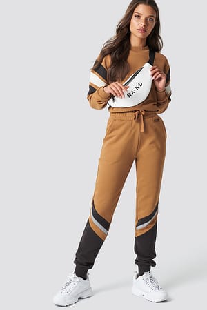 Mauve Stripe Blocked Sweatpants