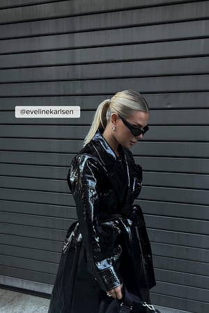Black Manteau oversize en simili cuir effet croco