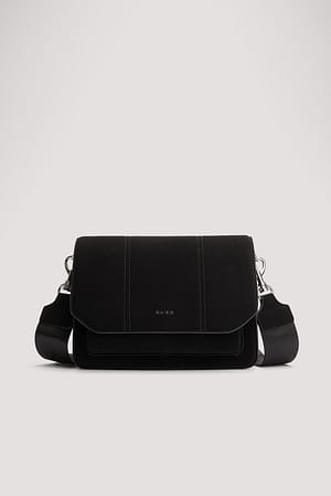 Black Sac à bandoulière en faux daim