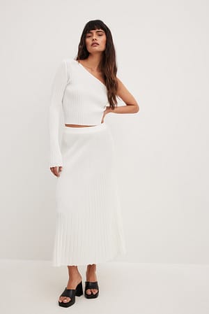 Offwhite Jupe fluide en tricot fin côtelé