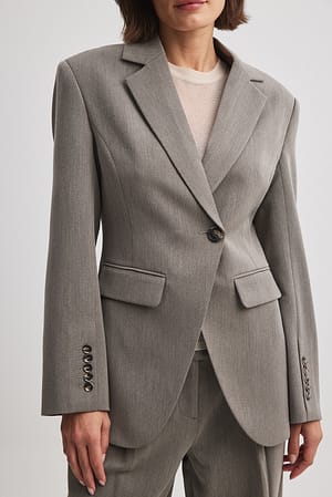 Taupe Fitted Overlap Blazer
