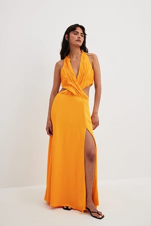 Warm Orange Maxi robe dos nu