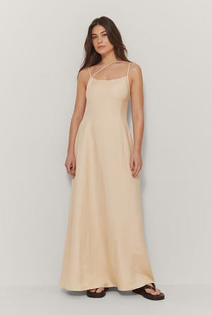 Sand Mélange De Lin Maxi Robe