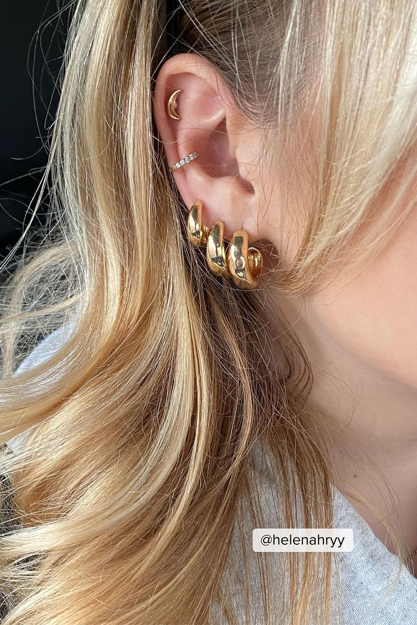 3-pack Recycled Chunky Hoop Earrings