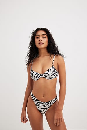 Zebra Culotte de bikini à taille haute en tissu recyclé
