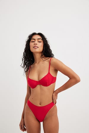 Red Culotte de bikini taille échancrée