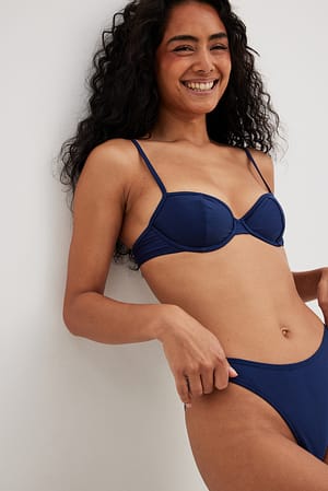 Navy Culotte de bikini taille échancrée