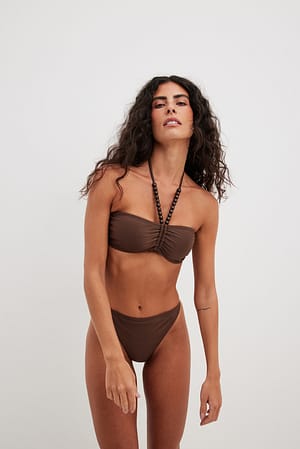 Brown Culotte de bikini échancrée