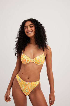Yellow Print Culotte de bikini échancrée