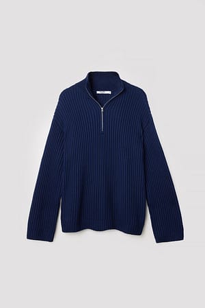 Navy Pull en tricot à fermeture éclair sur le devant