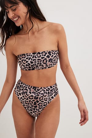 Leopard Culotte de bikini taille haute