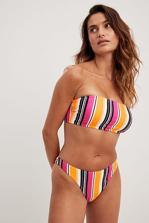 Stripe Print Culotte de bikini taille haute