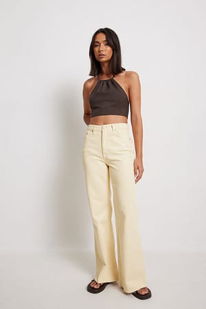 Light Yellow Jean bootcut taille haute