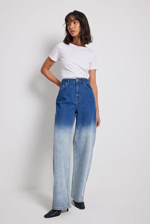 Faded Denim Jean taille haute
