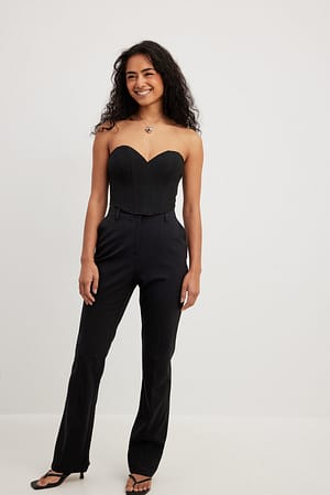 Black Pantalon ajusté et évasé à taille haute