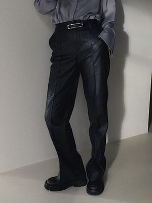 Black Pantalon en similicuir à taille haute
