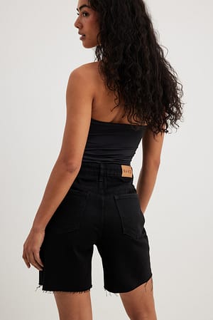 Black Short en jean taille haute à ourlets bruts