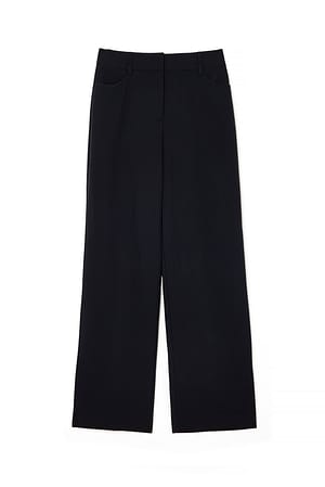 Black Pantalon de tailleur classique à taille haute