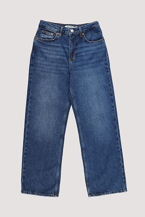 Mid Blue Jean court taille haute