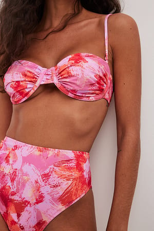 Pink Print Bas de bikini à taille haute