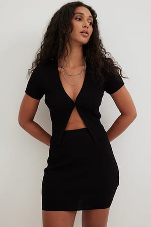 Black Jupe en maille à taille haute