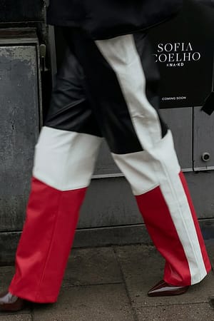 Multicolor Pantalon taille haute en similicuir