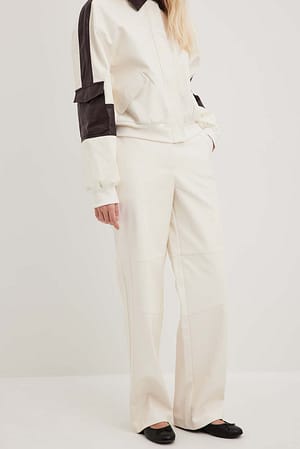 Off White Pantalon taille haute en similicuir