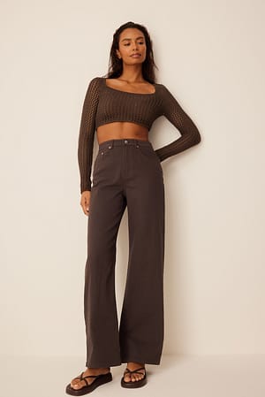 Brown Jean large taille haute