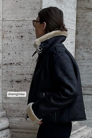 Black Blouson aviateur court recyclée
