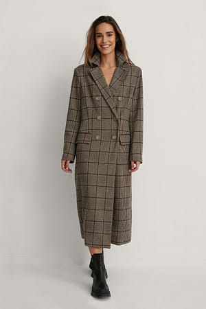 Checked Handpicked x NA-KD Manteau À Épaules Rembourrées