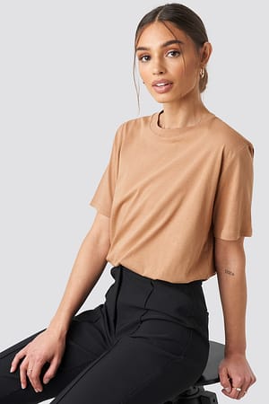 Dark Beige Iva Nikolina x NA-KD Oversized Tee