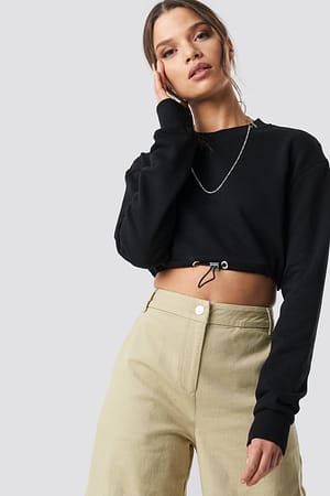 Black Ivana Santacruz X NA-KD Drawstring Sweatshirt