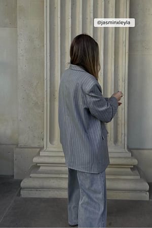 Grey Stripe Blazer oversize à rayures