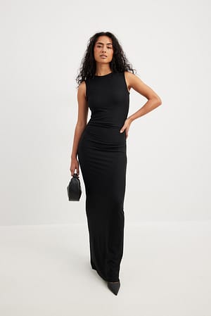 Black Robe longue sans manches en jersey