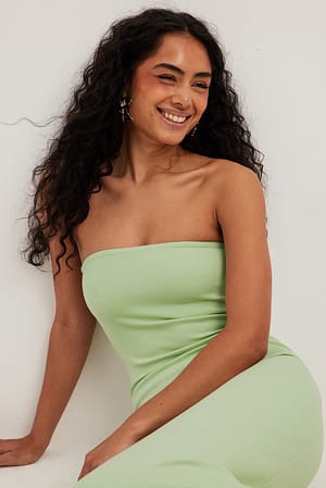 Light Green Robe tube longue en jersey