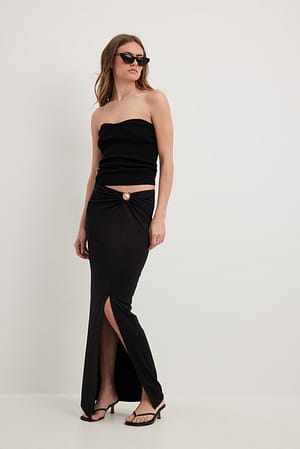 Black Jupe longue en jersey à taille haute