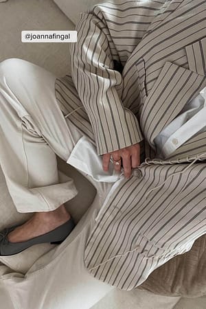 Beige Stripe Blazer oversize lacé