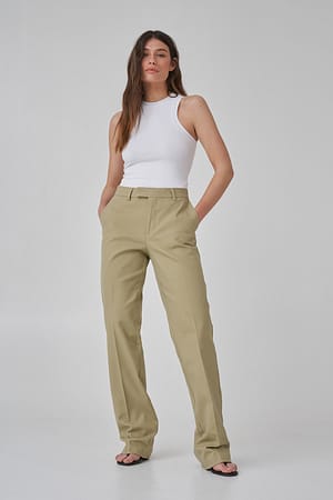 Slate Green Pantalon long en coton épais