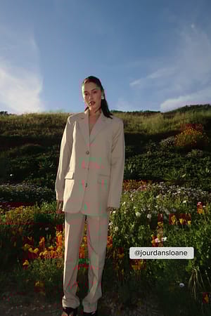 Sand Pantalon de costume droit à taille haute en tissu mélangé